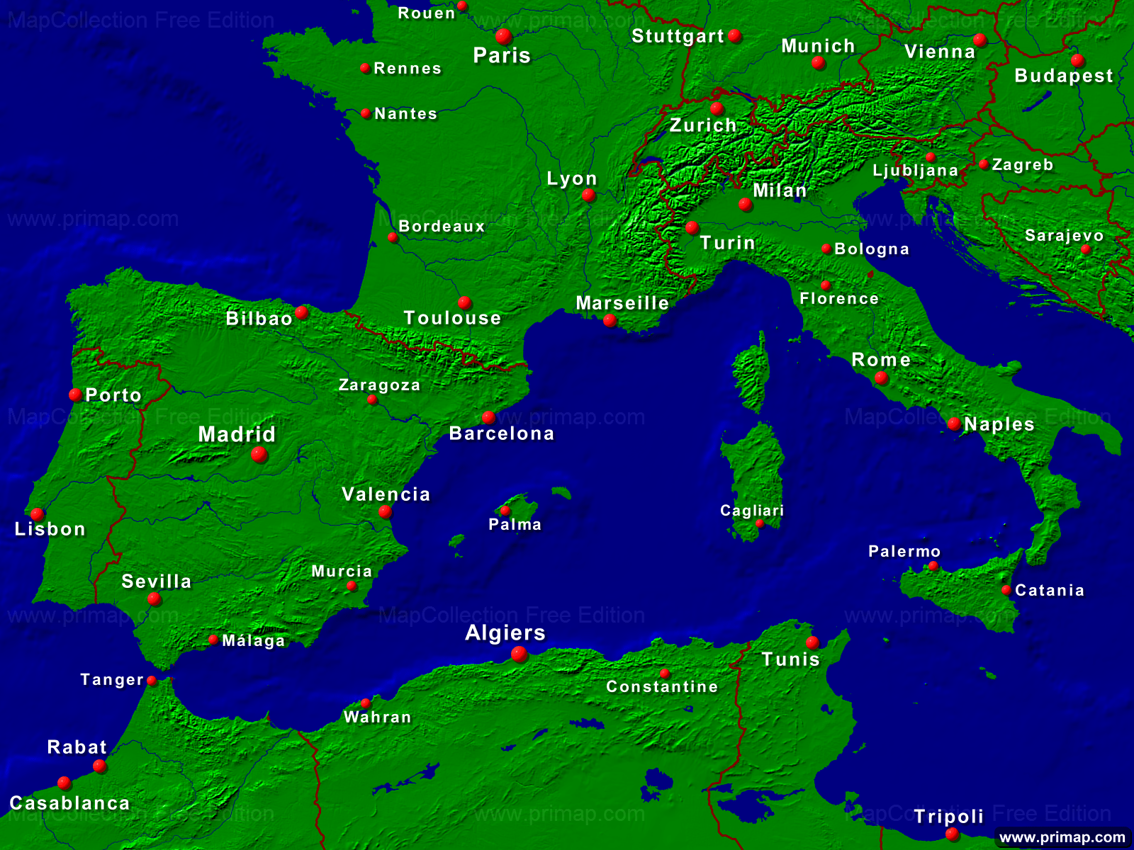 1600X1200 Map Of Europe primap Continental maps